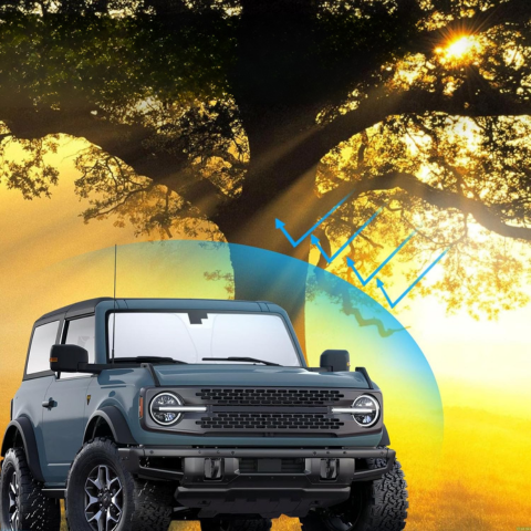 Αναδιπλούμενη ηλιοπροστασία για παρμπρίζ — Συμβατή με 2 και 4 πόρτες