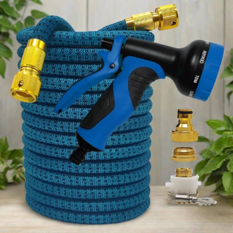 Manguera de Riego Extensible — Multifuncional Con Pistola de Alta Presión