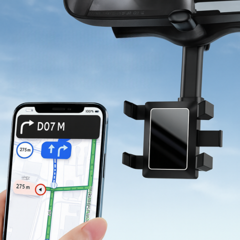 Support Telefono Auto — Fissaggio Su Specchietto Retrovisore E Regolabile