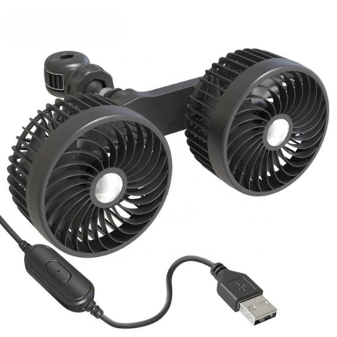 Dobbelt hoved bilventilator — Genopladelig og justerbar