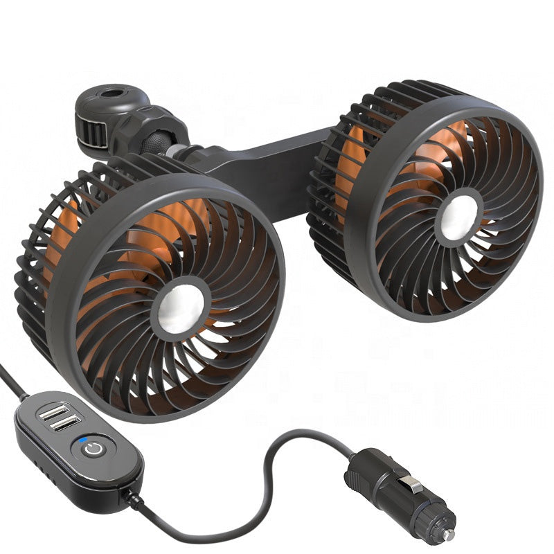 Dobbelt hoved bilventilator — Genopladelig og justerbar