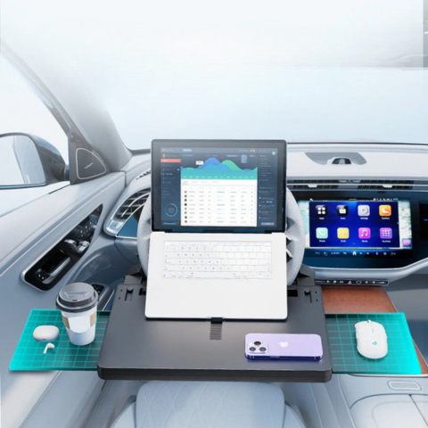 Multifunksjonsnettbrett for bilratt - mobilt kontor og måltider i bilen