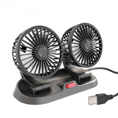 デュアルヘッド自動ファン - USBまたはシガーライター電源