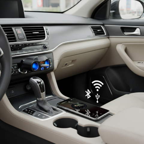 Adaptor pentru brichetă de țigară auto - Port USB dublu și afișaj digital