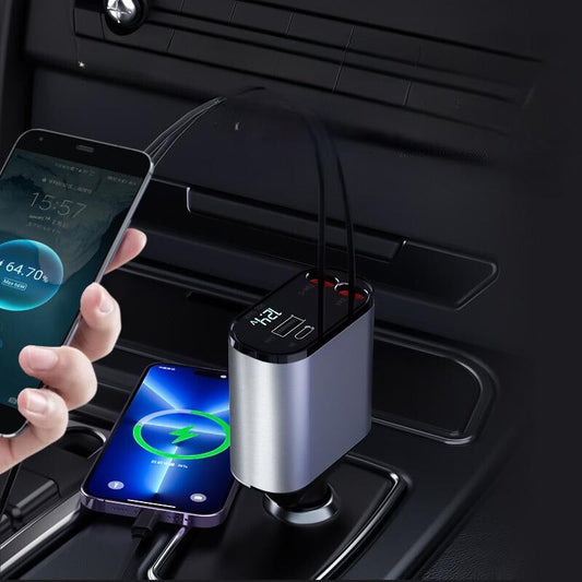 Gyors Töltő Autó 12V – USB & Type-C Kijelzővel 