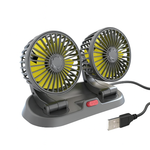 Autoventilator mit zwei Köpfen - USB-Anschluss oder Zigarettenanzünder