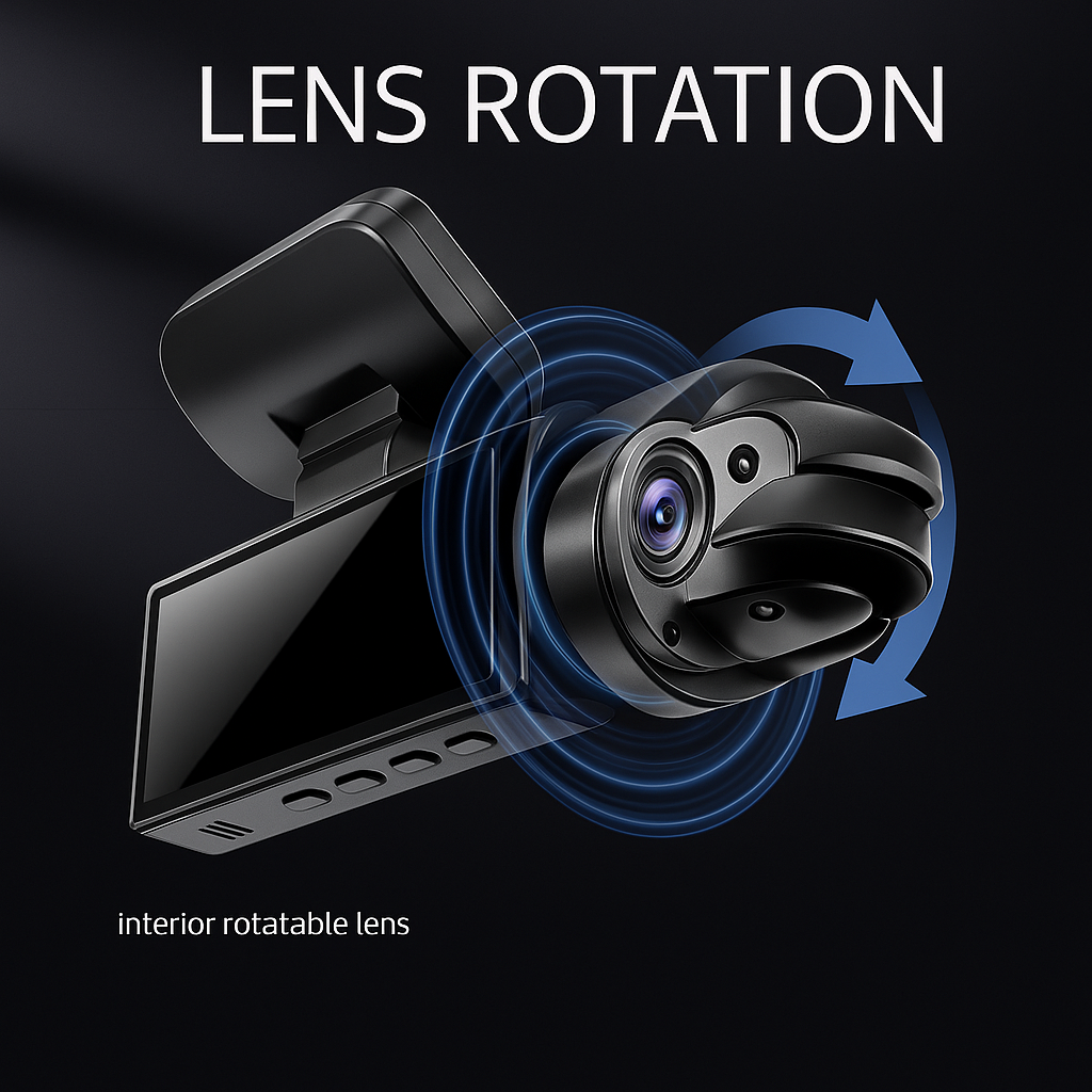 Dashcam Doppia Full HD Auto - Visione Notturna + Telecamera Interna 