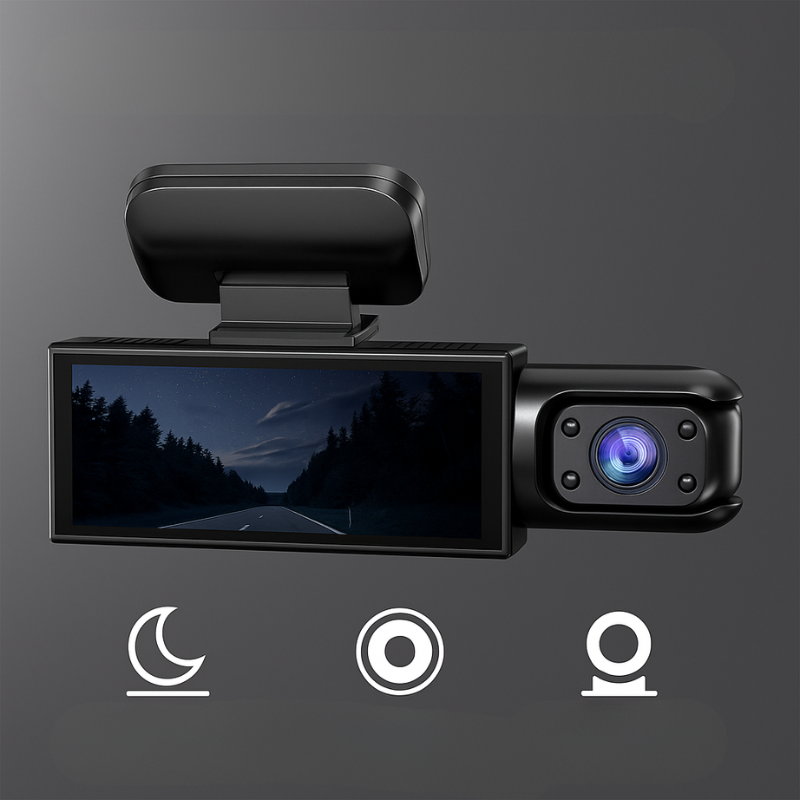 Dashcam Double Full HD Car - Night Vision + Interior Camera
