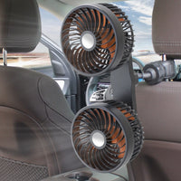 Ventilador de Coche de Doble Cabeza — Recargable y Orientable 
