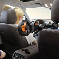 Ventilador de Coche de Doble Cabeza — Recargable y Orientable 