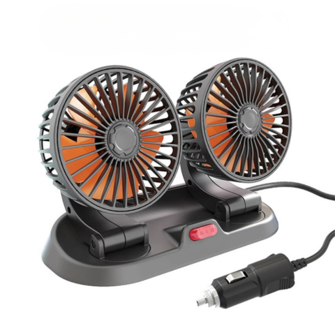Autoventilator mit zwei Köpfen - USB-Anschluss oder Zigarettenanzünder