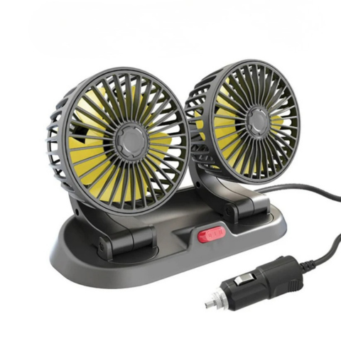 Autoventilator mit zwei Köpfen - USB-Anschluss oder Zigarettenanzünder